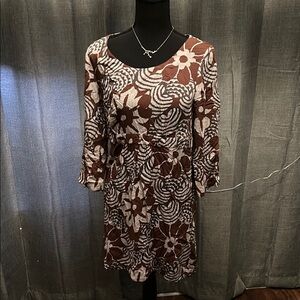 Boden Red Sheath Dress with Cuffed 3/4 Sleeves and Scoop Neck